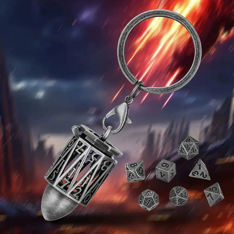 Metal bullet, dice, board game, keychain
