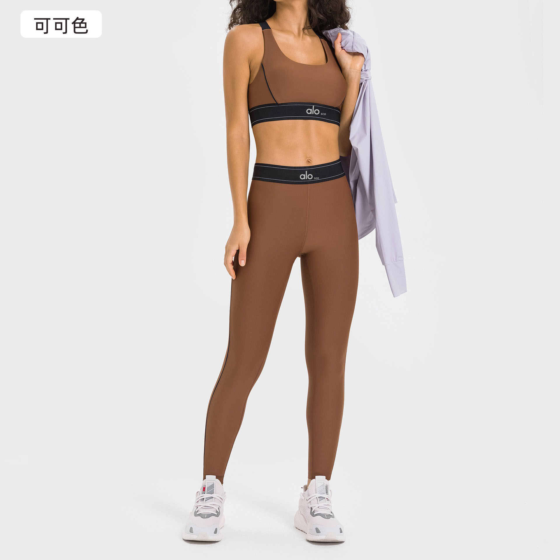 LOSCO cintura alta elevación de cadera acondicionamiento físico panty de alta resistencia antichoque ropa interior deportiva de colación desnuda sensación de yoga set
