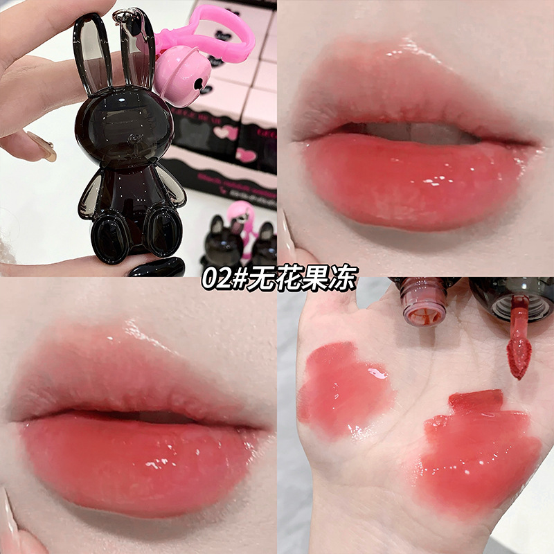 Gege bear negro conejo esmalte de labios de agua de otoño y invierno, esmalte de labios de agua de invierno, esmalte de labios de maquillaje, esmalte de labios de maquillaje