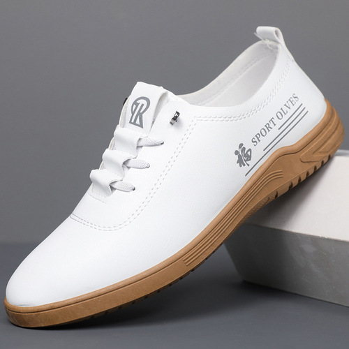 2025 New Men's Lace-Up Casual Leather Surface Bouncy Shoes Fashionable and Versatile Soft Sole Leather Shoes Comfortable Driving Shoes for Men