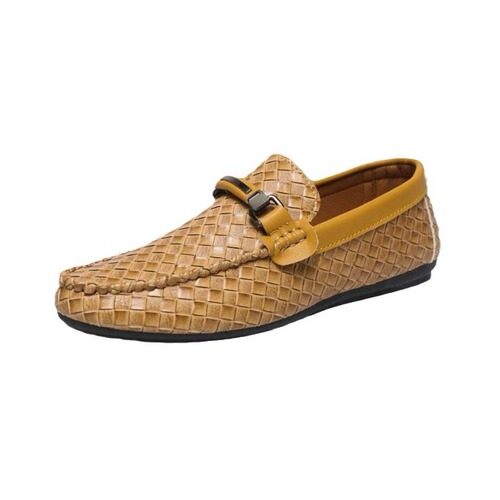 Men's Large Size Moccasin Shoes, Autumn, Black, Casual Slip-On Work Shoes