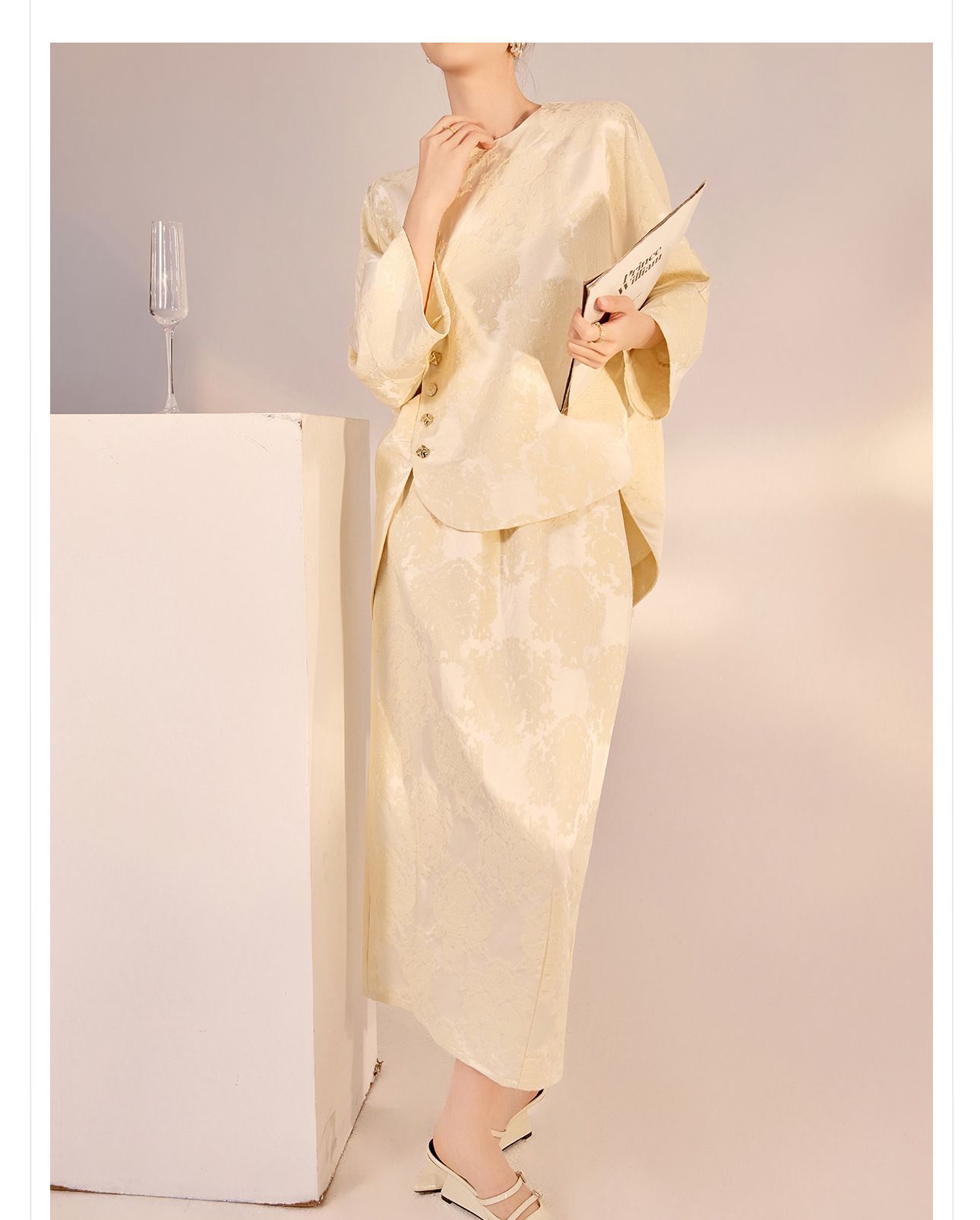 Bộ áo chân váy phong cách Trung Quốc mùa xuân hè chất liệu rayon rộng rãi — Áo, Váy nửa chi tiết 12