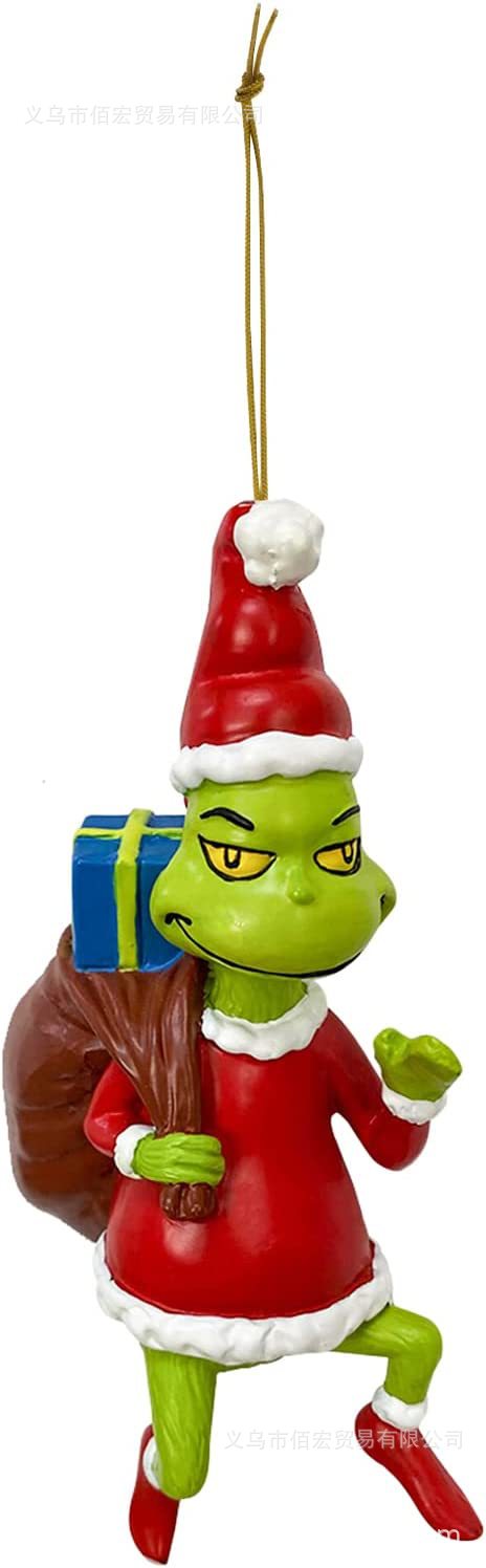 Adorno navideño de monstruo peludo verde nuevo de 2023, adorno de dibujos animados para árbol de Navidad, decoración navideña para el hogar, coche y vehículo.