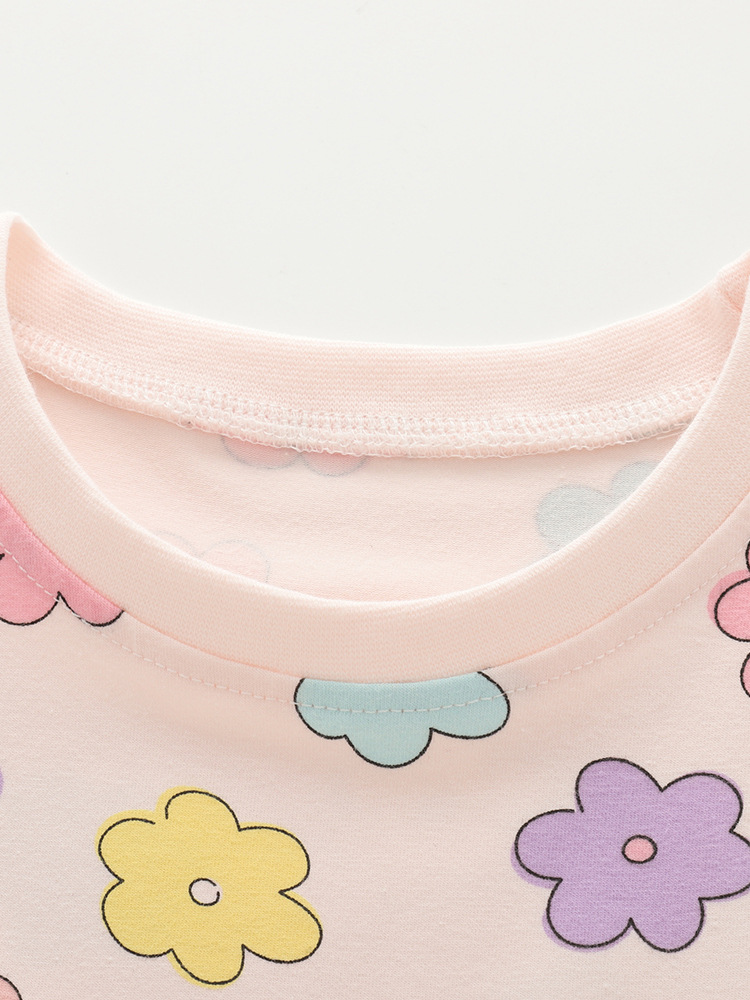 Malwee transfronterizo vestido de niña de verano nuevo estilo extranjero de niña impresión de cuello redondo de manga corta para niños europeos y estadounidenses