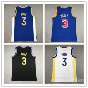 Embroidered basketball jersey Warriors No. 3 Poole basketball jersey basketball jersey Warriors jersey
