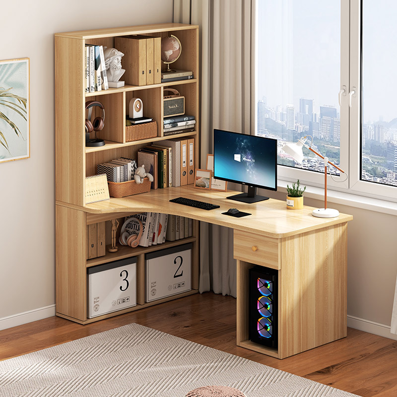 Computer Desktop Table Corner Desk Bookshelf Bookcase Integrated Table Simple Home Bedroom Student Learning Writing Desk