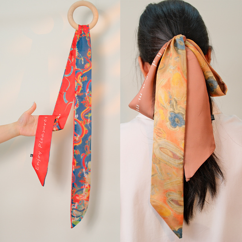Retro Long Dunhuang Hair Band High-end Sense Fashion Elegant Silk Scarf Long All-match Ribbon Silk Scarf Belt