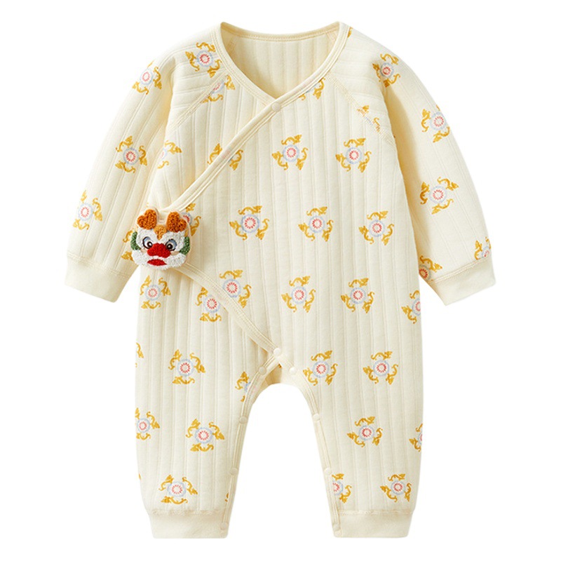 Mono de bebé recién nacido Año del Dragón Estilo Nacional de Mariposa mameluco bebé caliente de doble capa de protección del vientre monje ropa de aire acondicionado mameluco