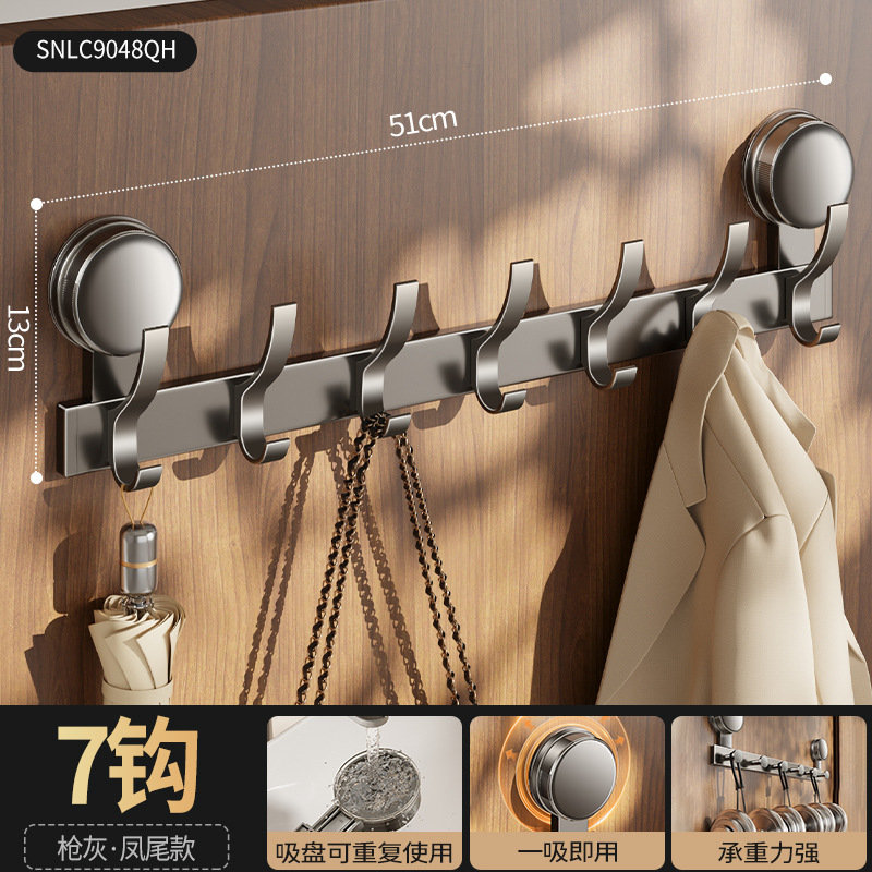 Gancho trasero de puerta de ventosa no perforado viscose fuerte puerta de soporte de carga trasera percha de ropa almacenamiento pared colgante rack gancho de fila