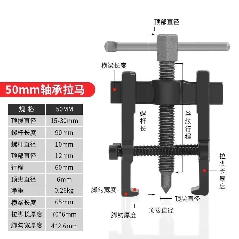 两爪拉马拆卸工具轴承拔卸器二爪2.5寸|undefined
