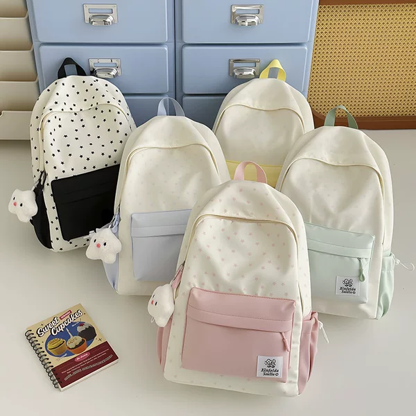 Cute and Fresh Style Student Backpack with Large Capacity for Middle and High School Students, High Aesthetic Value, Versatile Double-Shoulder Backpack for Girls