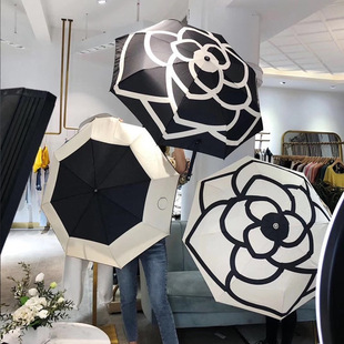 Camellia Sun Umbrella 70% off Fold Fully Automatic Sunshade, Sun Protection, Uv Protection, Dual-Use for Women, Foldableable