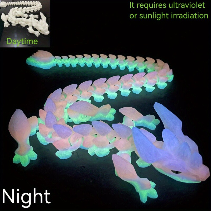 跨境新品3D打印水晶龙角龙宝石龙摆件工艺品摆件儿童景点关节活动|undefined