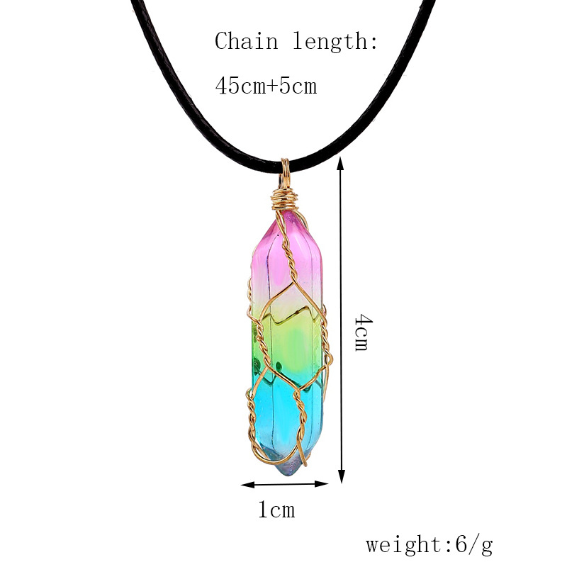 Wholesale Jewelry Transparent Rhombus Color Crystal Pendant Necklace Nihaojewelry display picture 1