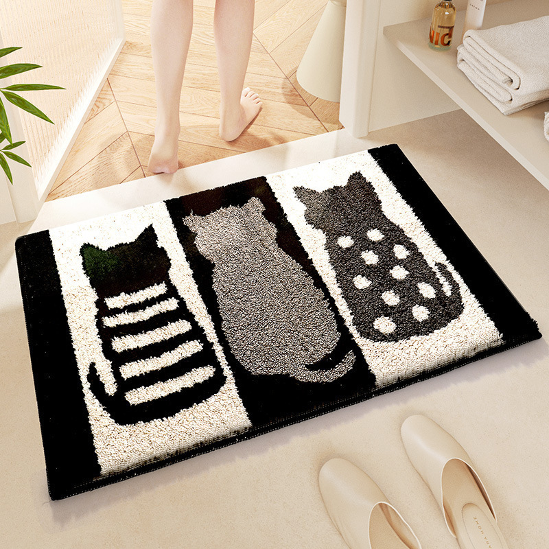 Cute Cartoon Animal Bathroom Door Absorbent Quick-Drying Floor Mat Household Bathroom Sink Non-Slip and Stain-Resistant Floor Mat