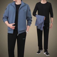 Men's Middle-Age Exercise Suit Spring and Autumn New Father Autumn Outfit Loose Middle-Aged Casual Sports Set of Three