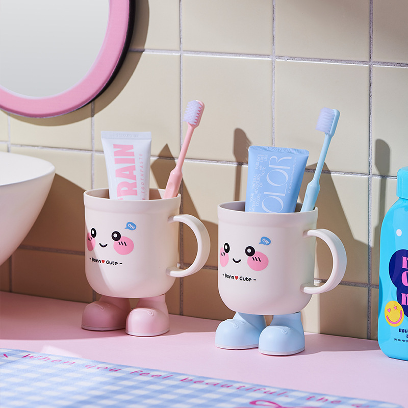 かわいいビッグフットカップ、かわいいウォッシュカップ、見栄えの良い家庭用子供用歯ブラシカップ、カップルマウスウォッシュカップ、歯ブラシ|undefined