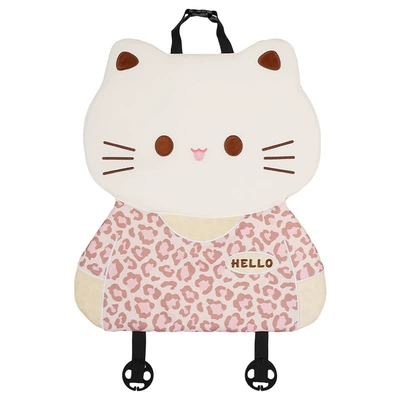 Cross-border leopard print car seat cushion, Seat cushion, seat cover - linen-leopard-print-three-dimensional-cat-cushion-with-pink-backrest