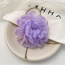 原创紫色花朵发夹2023年新款潮气质温柔小众设计后脑勺发卡顶夹子