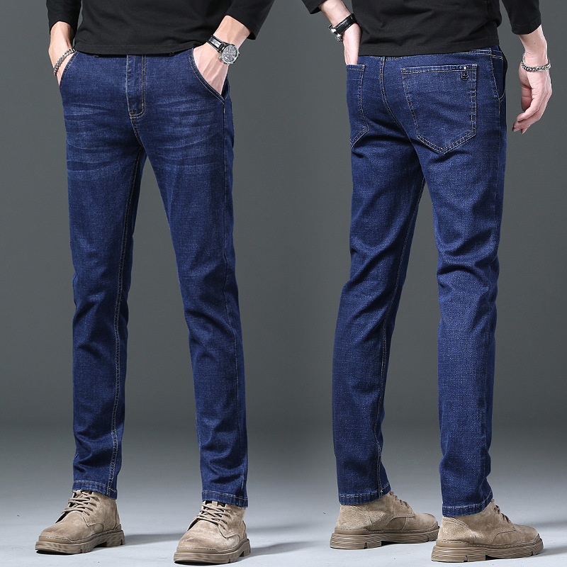 Autumn New Jeans Men's High Waist Elastic Loose Straight Casual Pants Anti Theft Buckle Back Bag_voghion.com