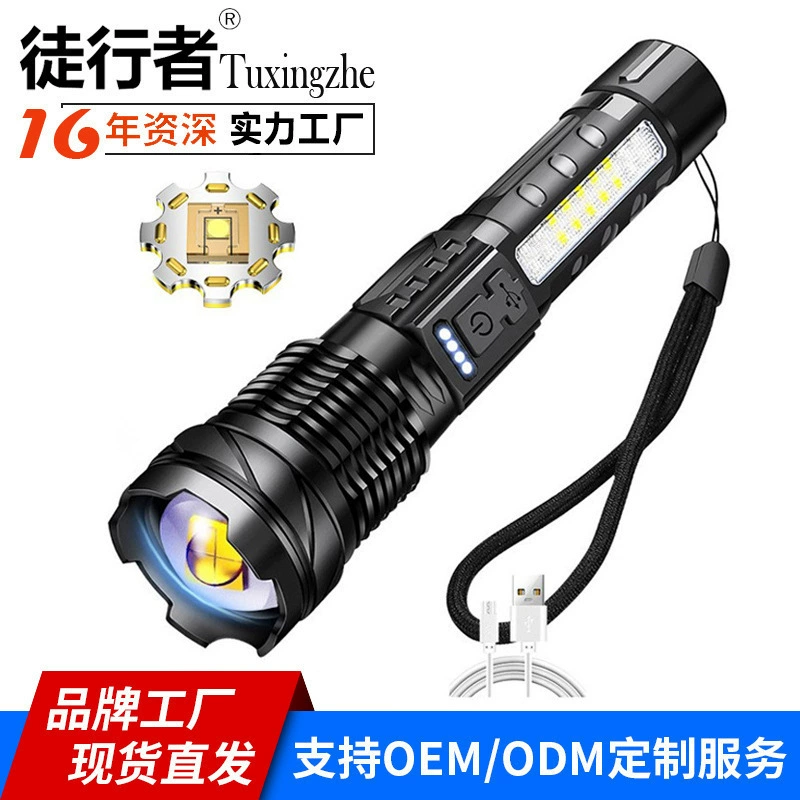 Налобный фонарь с мощным светом, для патрулирования на открытом воздухе, кемпинга, с зарядкой через USB, белый лазерный свет с COB-светодиодом