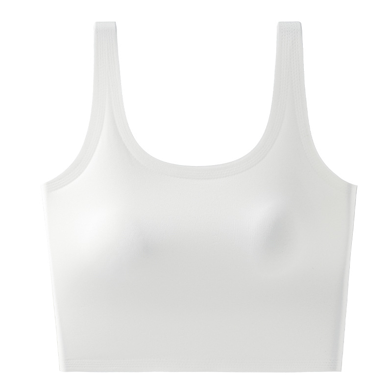 Chaleco de cinturón de primavera y verano femenino sin anillo de acero con cojín de pecho fijo no correr taza hermosa espalda transpirable color sólido sin usar sostén