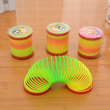 c多色彩虹塑料弹簧圈儿童创意弹力叠叠乐地摊货源批发