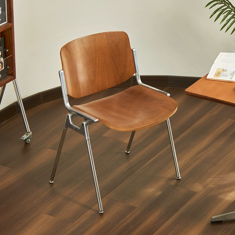 Б/у обеденный стул из нержавеющей стали, ретро-стул для ресторана, кафе, общественного питания, коммерческая спинка, обеденный стол, стул Bauhaus