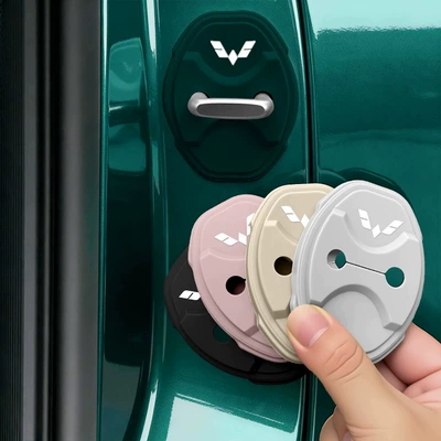 Wuling Mini Macaron 5th Generation Silicone Door Lock Shock Absorbing Protective Cover Interior Decoration Accessories Modified Car Stickers (Other Car Modifications) - black