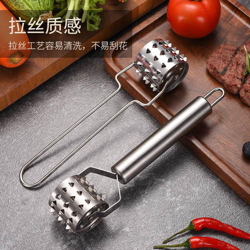 Stainless steel tenderizer hammer, tendon breaking roller, steak and pork chop fast rolling meat hammer, steak loosening hammer