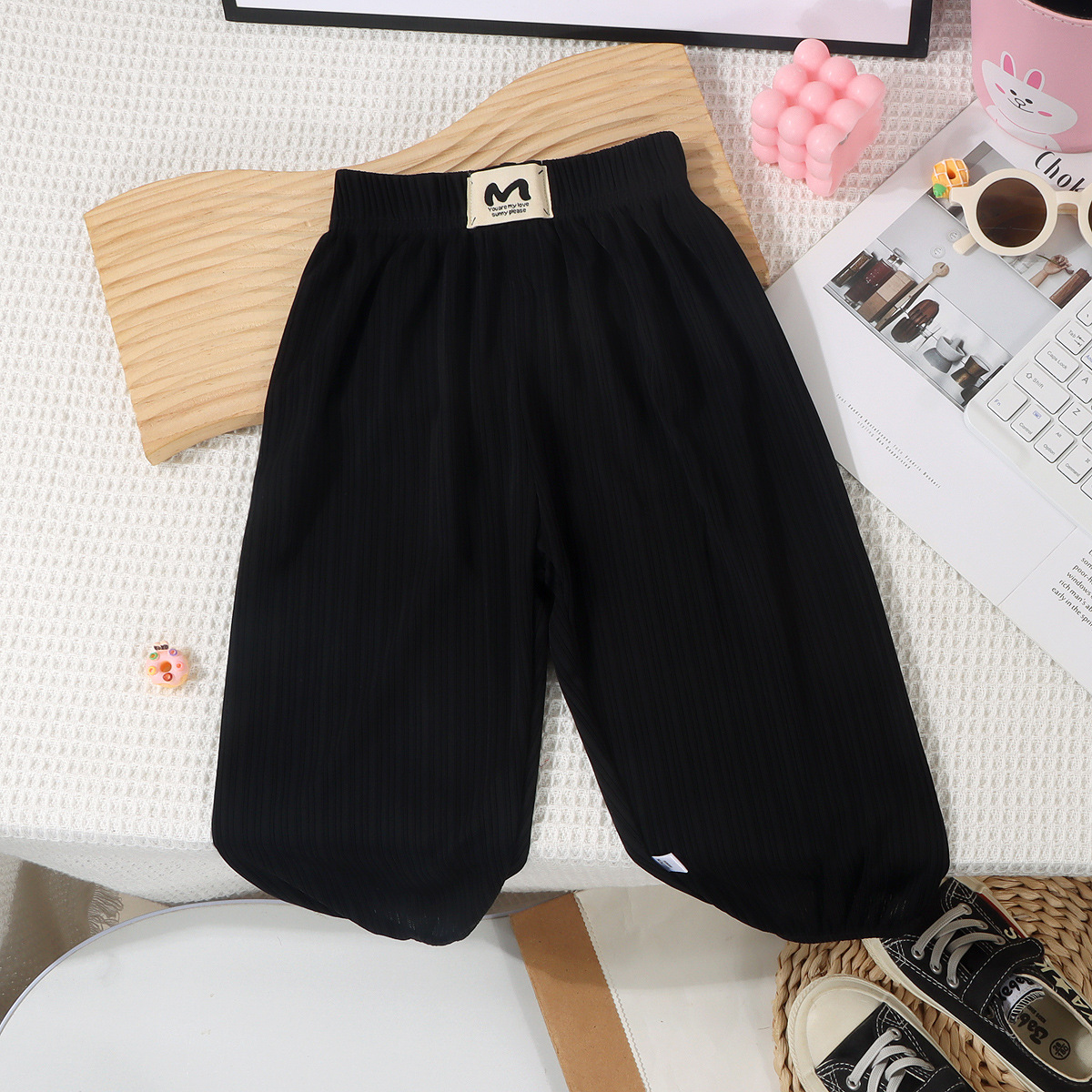 [Personalizado] Pantalones a prueba de mosquitos para bebés, pantalones delgados de nueve puntos para niños, bombachos transpirables de seda de hielo para niñas