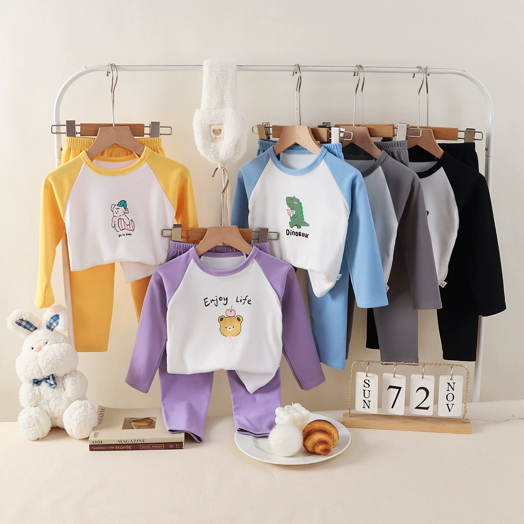 Детская домашняя одежда новый мальчик пижама для девочек Деронг термобелье осенняя одежда осенние брюки костюм для детей оптом