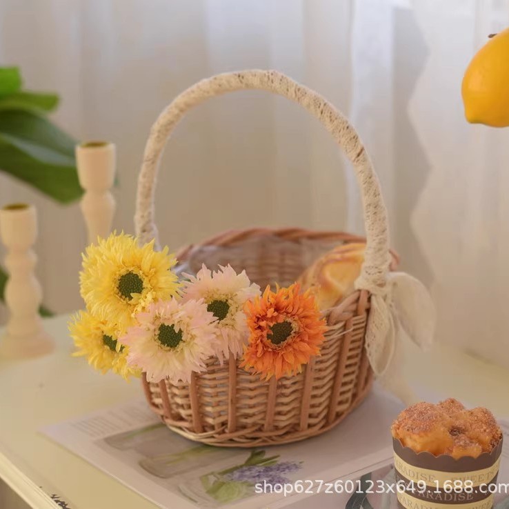 Cesta tejida de mimbre hecha a mano, cosméticos, bocadillos, frutas, baño, canasta de almacenamiento de escritorio, fábrica de cajas, canasta personalizada al por mayor