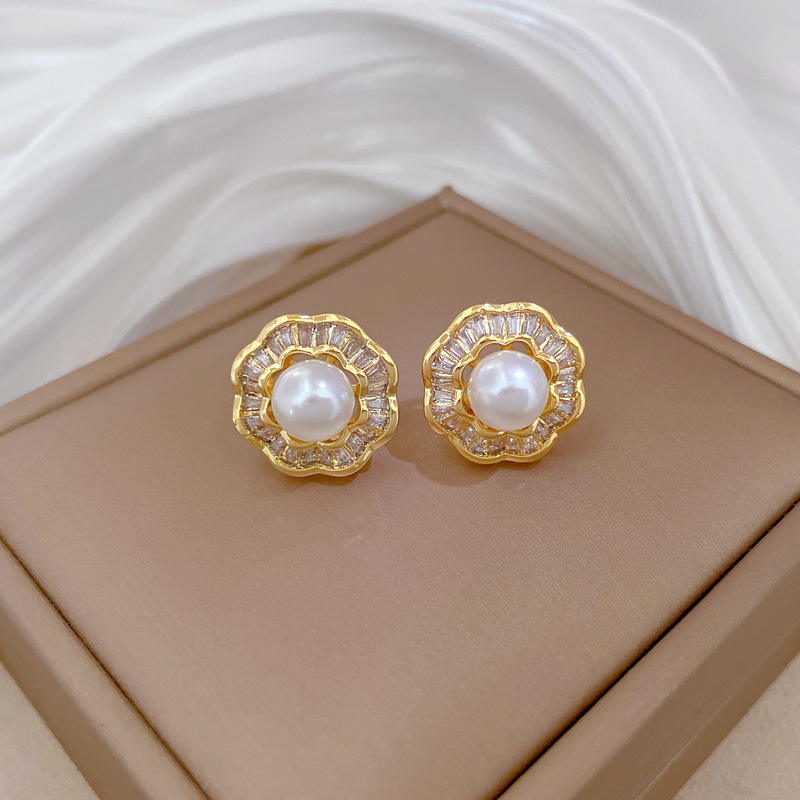 【 Titanium Steel 】 Necklace and earring set, light luxury and heavy industry, full of pearls and diamonds, personalized and elegant banquet earrings and necklaces pic 16