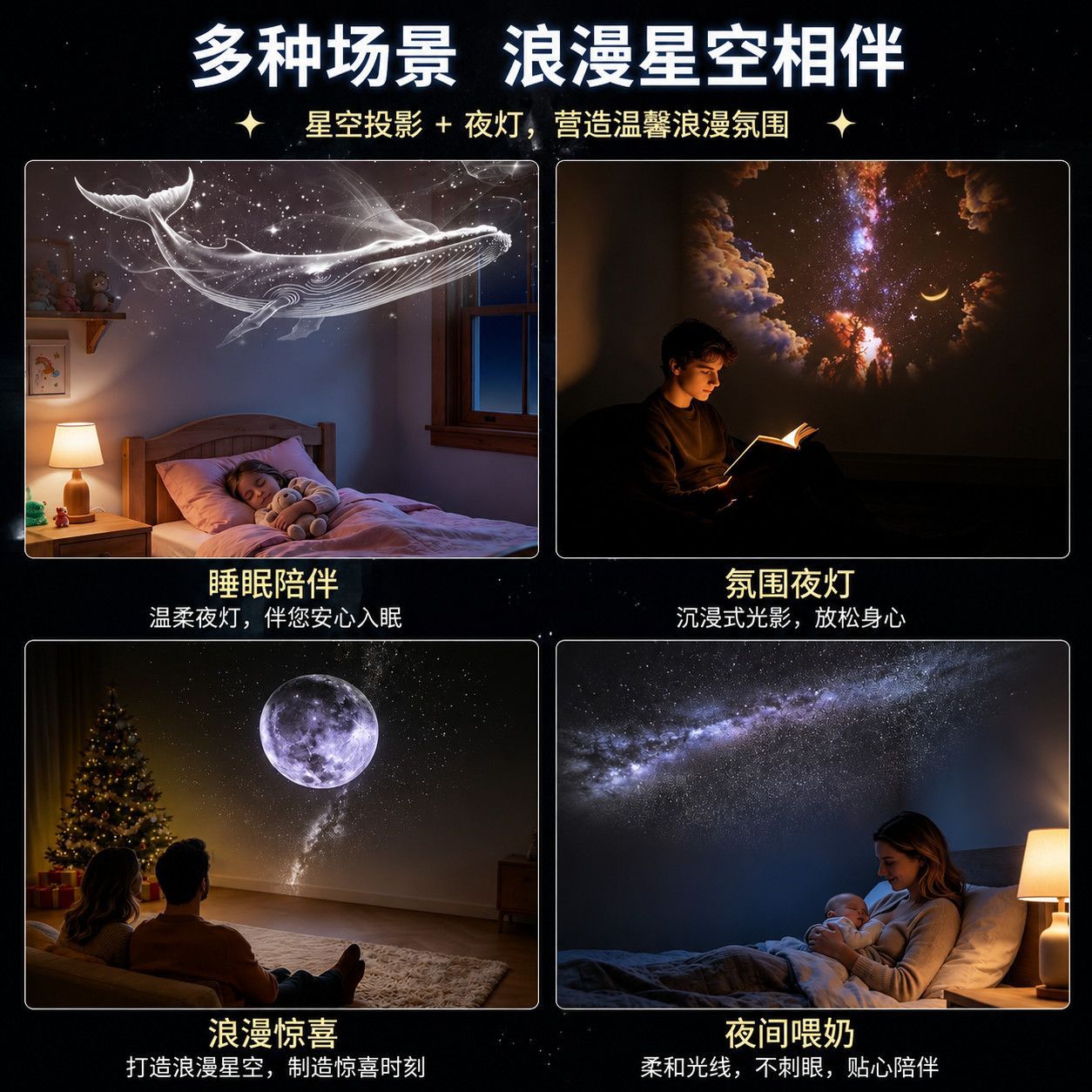 Una explosión transfronteriza de proyección de estrellas USB lámpara interior de automóvil dormitorio lámpara de noche romántica lámpara de atmósfera galáctica