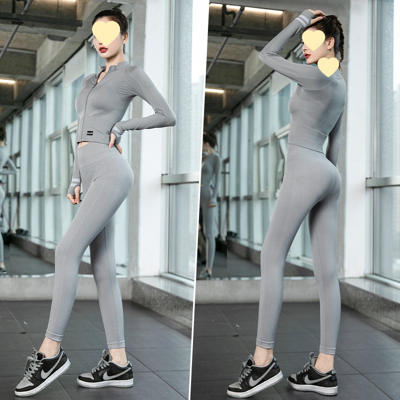 요가 옷 꽉 끼는 슬리밍 빠른 건조 긴 소매 여름 2024 새로운 인터넷 인기있는 전문 아침 달리기 세트 여성을위한 피트니스 옷