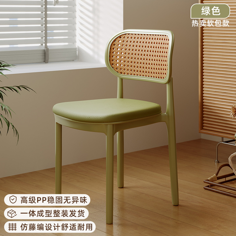 塑料椅子家用加厚餐厅餐桌餐椅舒服久坐商用藤编简约凳子靠背藤椅|undefined