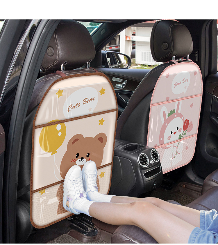 Car seat back anti-kick pad cartoon cute rear storage children's rear seat back dirty-resistant protective cover anti-wear pad