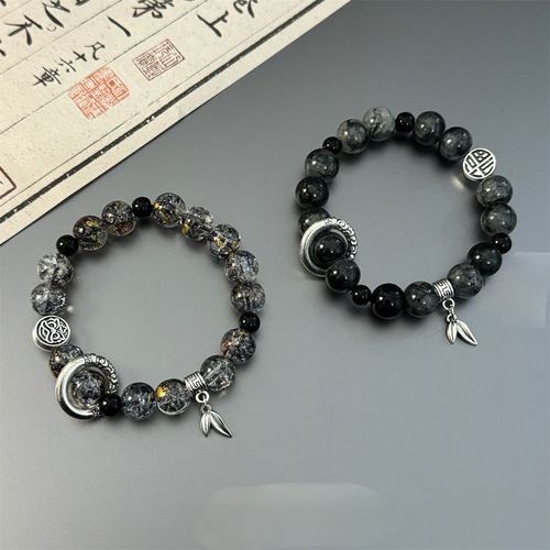 Ancient-style sapphire glass bead handmade men's bracelet, niche design couple's bracelet for men, new Chinese style accessories