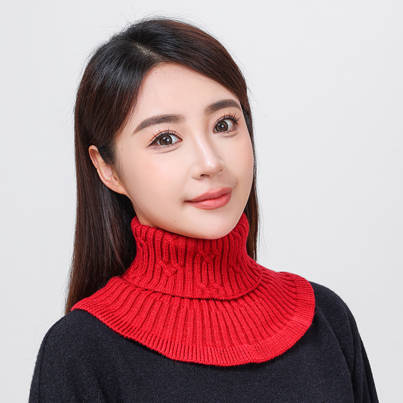 Large Version of Autumn and Winter Fake Collar Women's Versatile Knitted Scarf Sweater Turtleneck Cervical Spine Neck Cover Warm Woolen Pullover