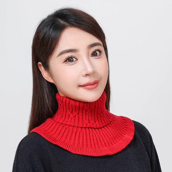 Large Version of Autumn and Winter Fake Collar Women's Versatile Knitted Scarf Sweater Turtleneck Cervical Spine Neck Cover Warm Woolen Pullover