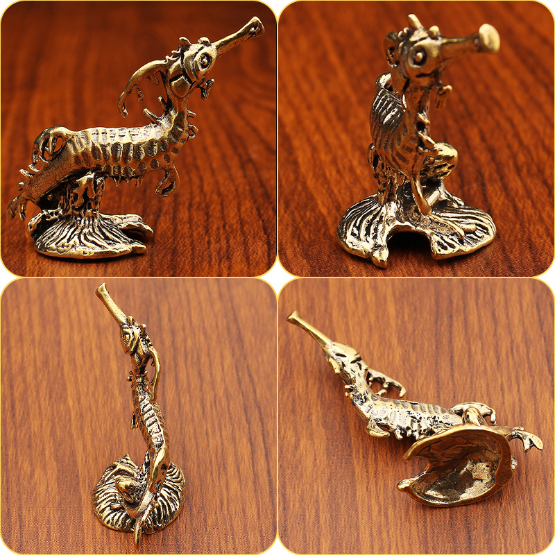 국경을 넘나드는 해양 동물 골동품 빈티지 해마 황동 장식품 티펫 데스크탑 장식 공예 컬렉션 기념품