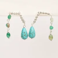 Turquoise accessory, retro fashionable brand earrings, DIY, simple and elegant design, European style