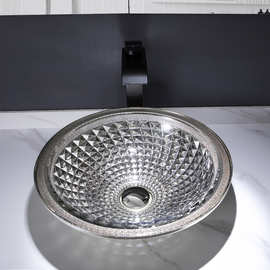 卫浴厂家批发电镀压铸玻璃艺术洗手盆浴室卫生间台上洗漱洗面盆