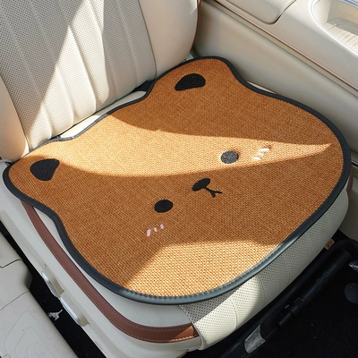 Seat cushion, seat cover: Cover, Cute Ladies Summer Breathable - three-dimensional-bear-brown-square-mat
