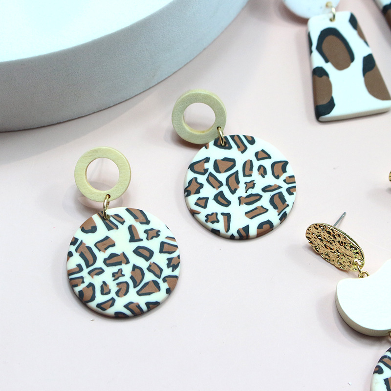 Fashion Leopard soft clay Patchwork Womenu0027S Drop Earrings 1 Pair