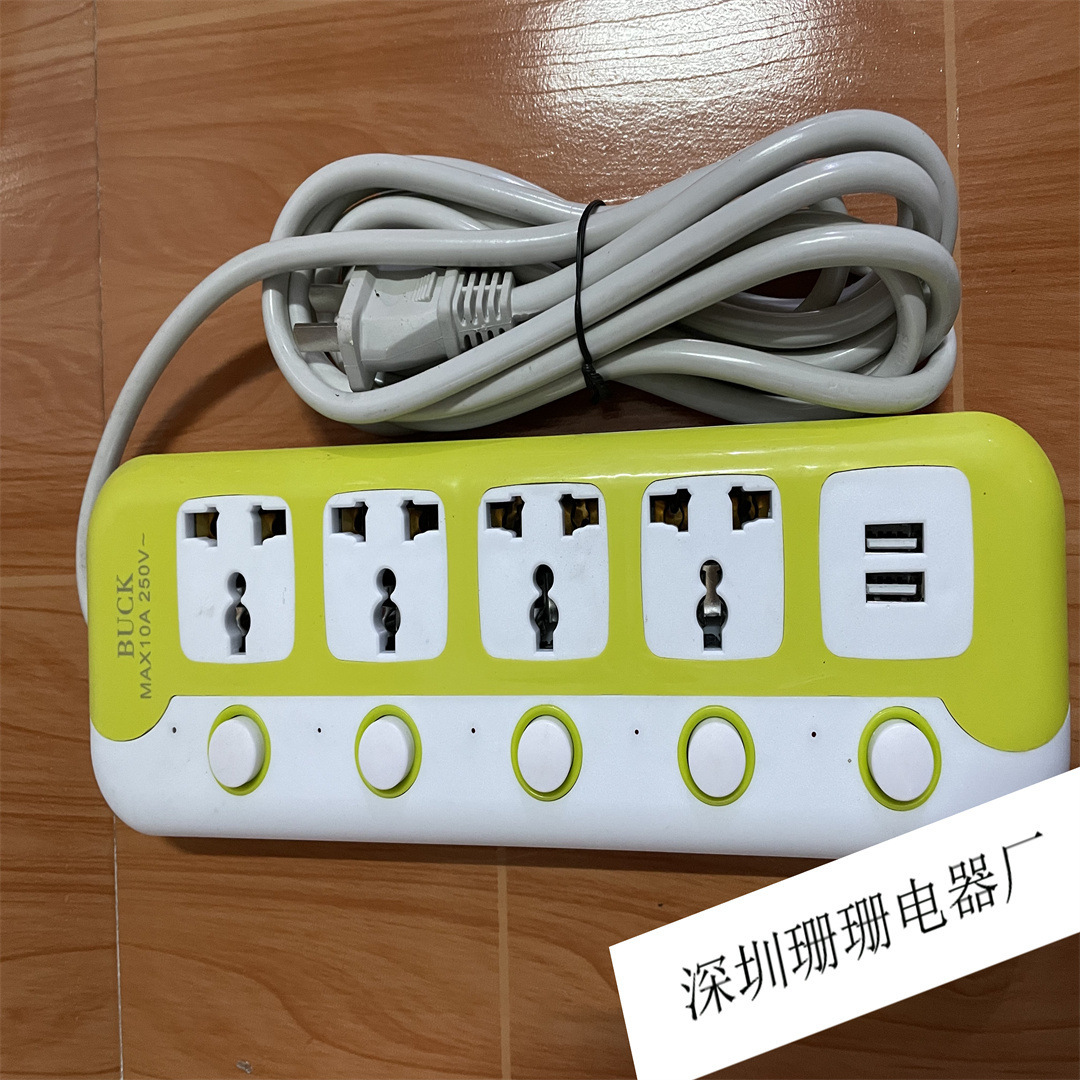 直销跨境泰国外贸USB开关插座批发  接线板 插排出口专用插座
