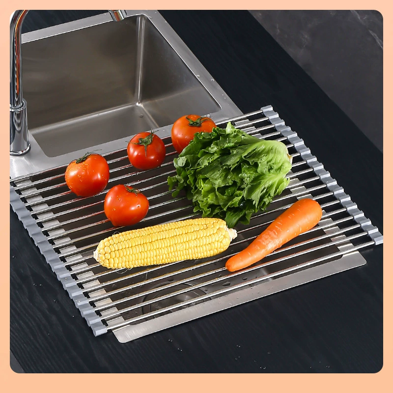 Silicone drying rack stainless steel, curtain, storage system for fruits and vegetables