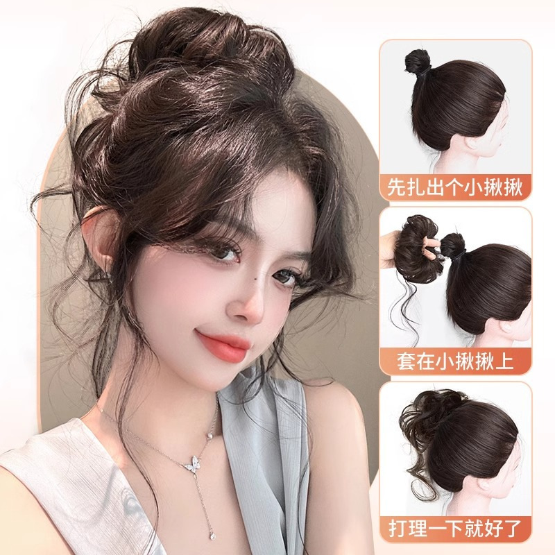 ボールヘッドウィッグヘアバンドヘアアクセサリー人工毛ふわふわヘアアーティファクトウィッグつぼみサイドロータイボールヘアリング|undefined