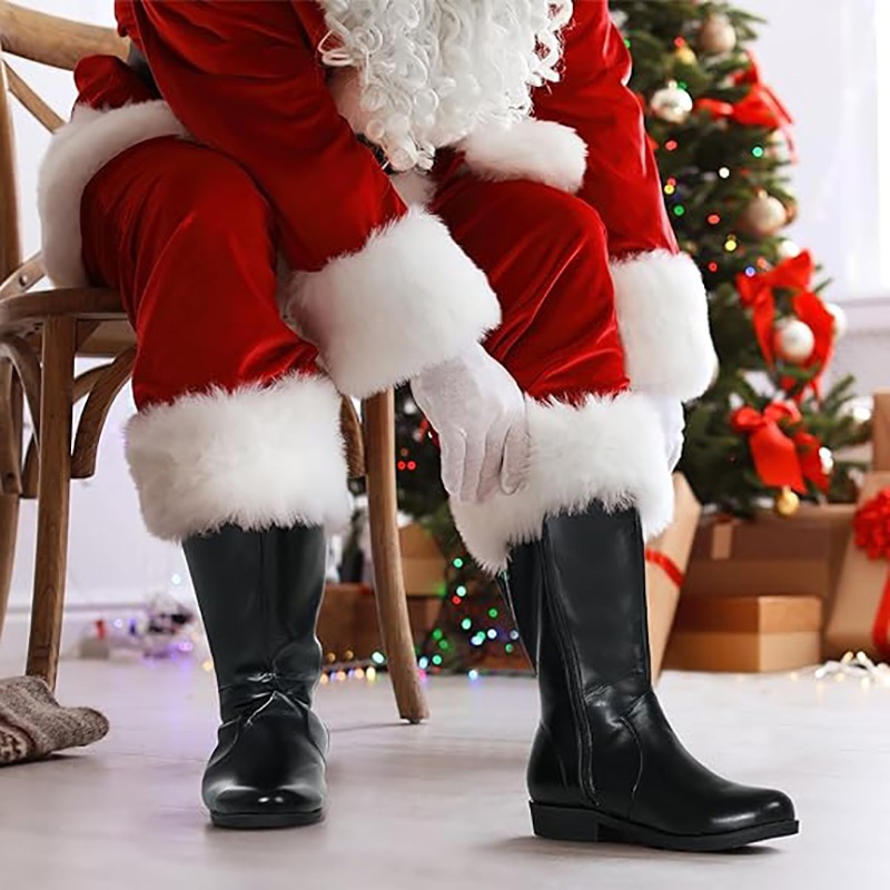 2024 Amazon Independent Station Cross-border Foreign Trade New Christmas Old Man Boots White Plush Halloween